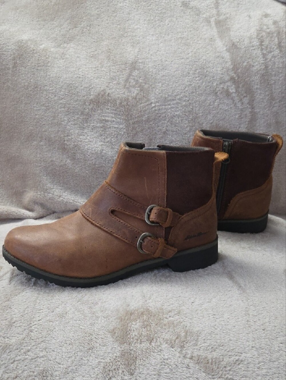Eddie Bauer Brown Double-Buckle Ankle Booties